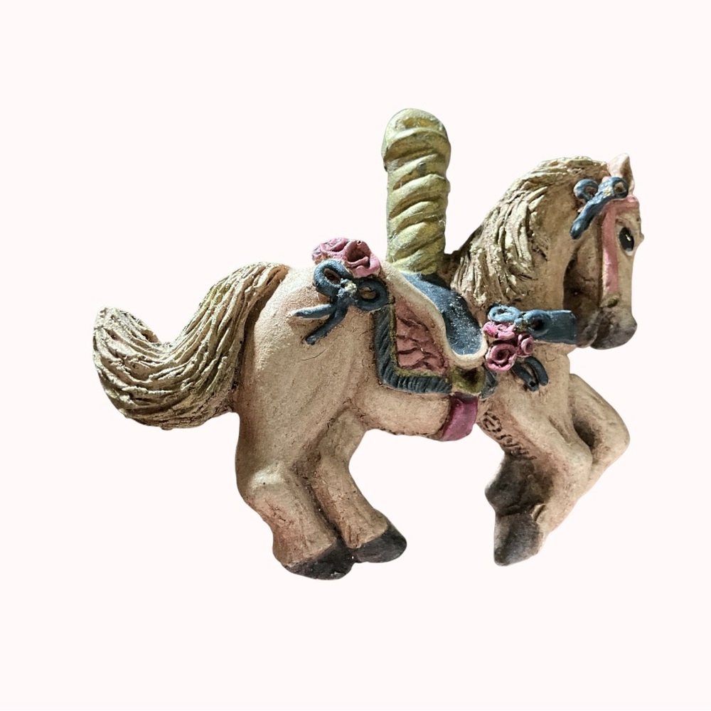 90s Carousel Horse Brooch Pin Muted Shades